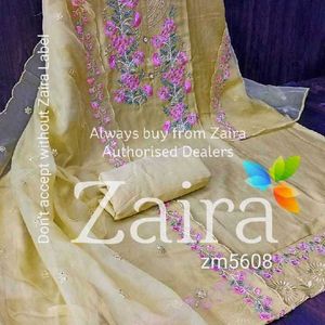 Unstiched Suit Material With Organza Dupatta