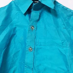 Stock Clearance Sale   - Cyan Silk Shirt