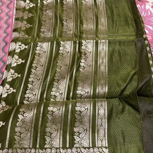 Banarsi Silk Green Saree