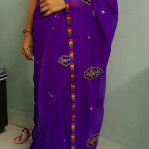 New Embroidered Saree & Blouse