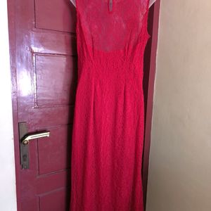 Zink London Womens Red Lace Maxi Dress