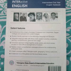 Intermediate First Year English Text Book