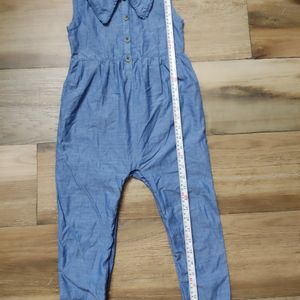 Branded Soft Denim Jumpsuit