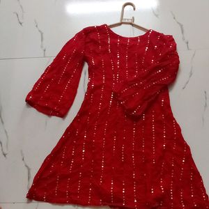 Beautiful Red Tikli Work Kurta