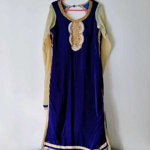 Blue Velvet Gorgeous Embellished Salwar Suit