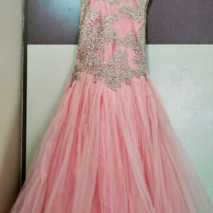 Pink Gown With Beautiful Embroidery