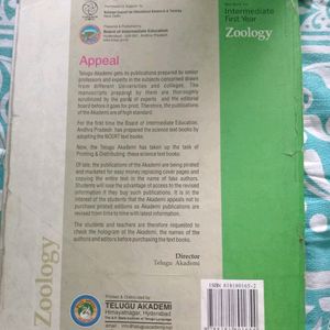 Intermediate First Year Zoology Text Book