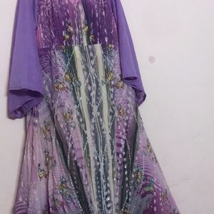 Dubai Party Wear Purple Beautiful Gown With Shines