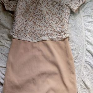 Peach Pink lace Detailed Skirt