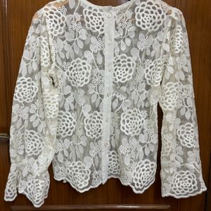 Korean Net Embroidered Top