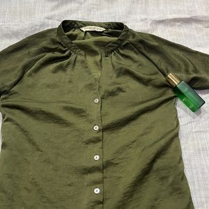 Olive Satin Formal Shirt ! Size M