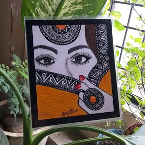 Handmade Drawing Of Girl In Niqab Laminate