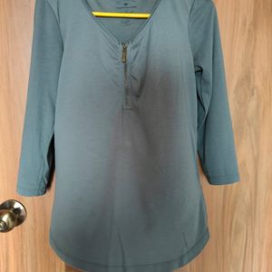 Teal Blue Solid Top (Women)