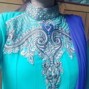 Sea Green Ethnic Suit With Dupatta