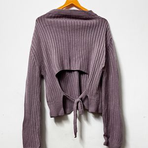 Purple Back Cutout Thin Sweater