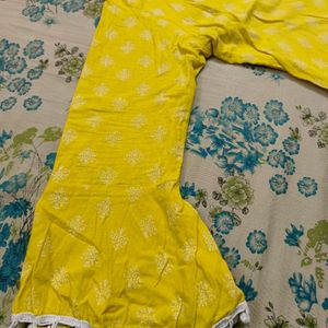 Yellow Kurti With Bell Sleeves