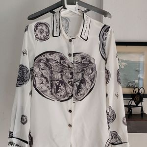 Chanel Print Button Up Shirt