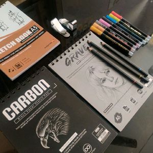 Combo Of Sketch Book+Charcoal Pencil+Sketch.