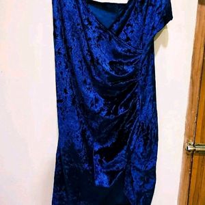 Evening Party Blue Velvet Dress