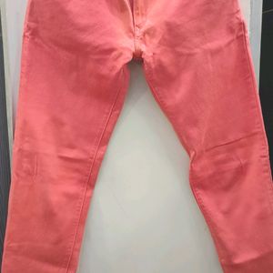 Peach Color Mid rise Ankle Length Jeans