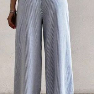 Blue & White Strip Pant With Bow Lace