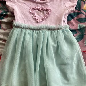 Cute Pink And Sky Blue Combination Frock