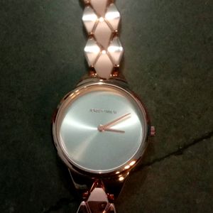 Athens White Dial Rose gold Metallic Watch