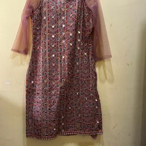 Neerus Ethnic Motifs Mirror Work Kurta Palazzo Set