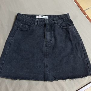 Charocal Black Denim Skirt