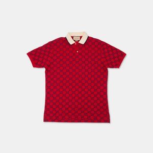 GUCCI Cotton Piquet Polo Shirt With GG RED