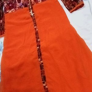 Beautiful Orange Colour Kurti For Women