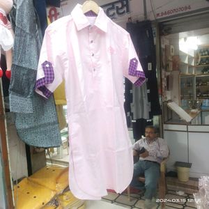 Pink Collor Half Sleeves Kurta