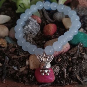 Crystal Bead Bracelet With Cute Bunny Charm