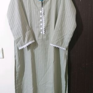 Green Pista Color Kurta..in Poly Cotton Material