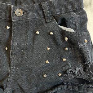 Distressed Denim studded Shorts