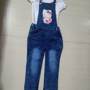 Girls Suspender Denim Dress