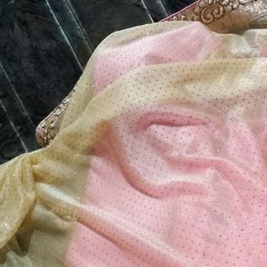 Pink and Golden Two Colour Saree For Festive wear