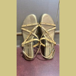 NEW HI-ATTITUDE GOLD FLATS / SANDALS