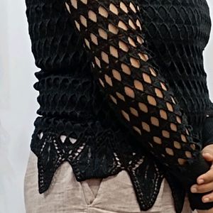 Net Black Top Full Sleeves