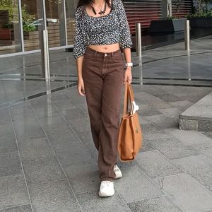 Trendy Brown Loose Fit Jeans