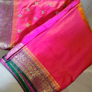 Wedding  Satin Silk Saree With Stiched Blouse