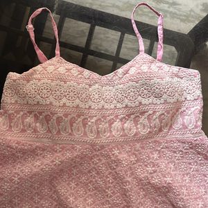 Pink Embroidery Crop Top