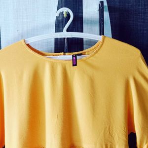 Women Branded Solid Casual Mustard Peplum To