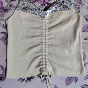 Beige Sequin Top