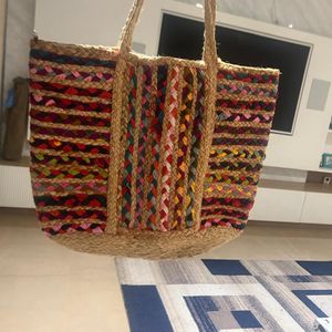 Brand new Cute Jute Bag With Colourful Hand Work