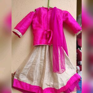 Lehengaa #kidswear Pink And White Colour