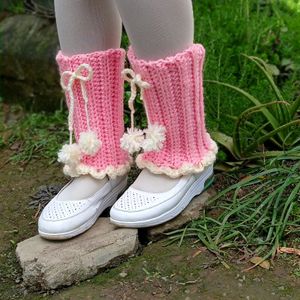 Pink And Green Crochet Leg Warmers