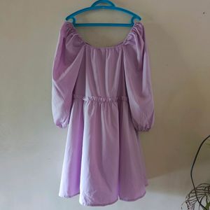 Lavender Puff Sleeves Dress