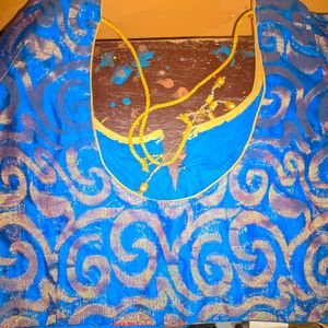 Cobalt Blue Chanderi Blouse For Women.