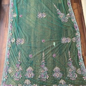 Sea Green Embroidered Saree